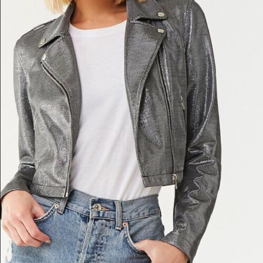 Silver Metallic Moto Jacket